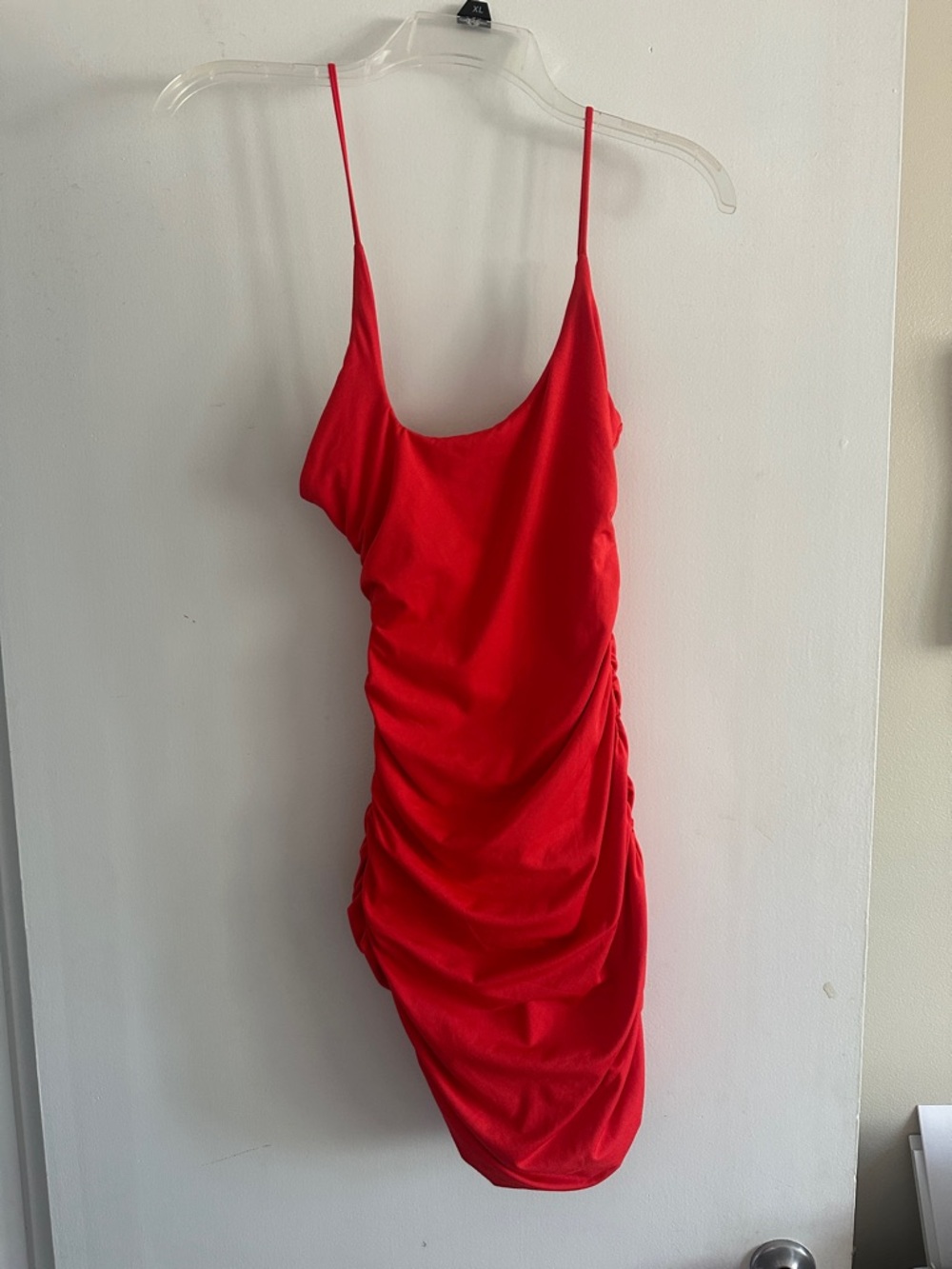 Oh Polly Red Ruched Slip Dress
